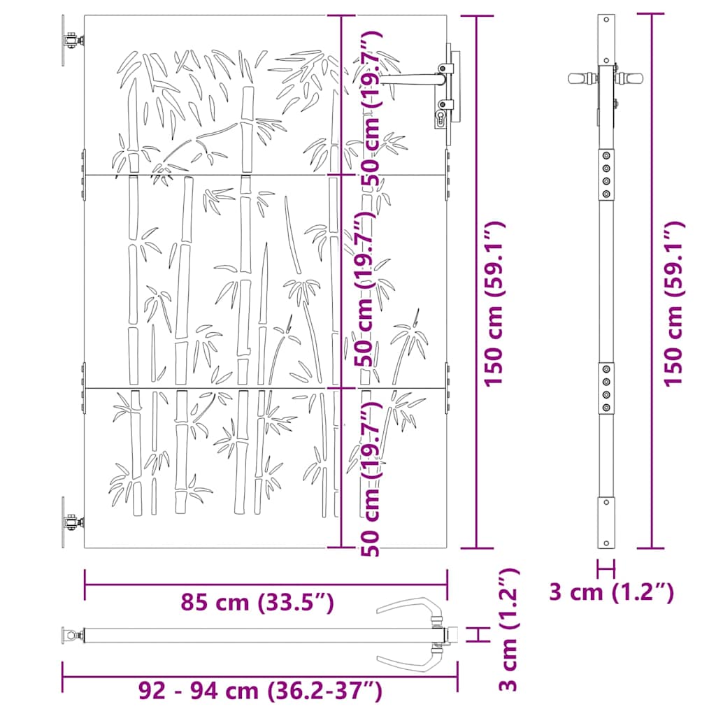Vrtna vrata Crna 85 x 150 cm Čelik s praškastim premazom