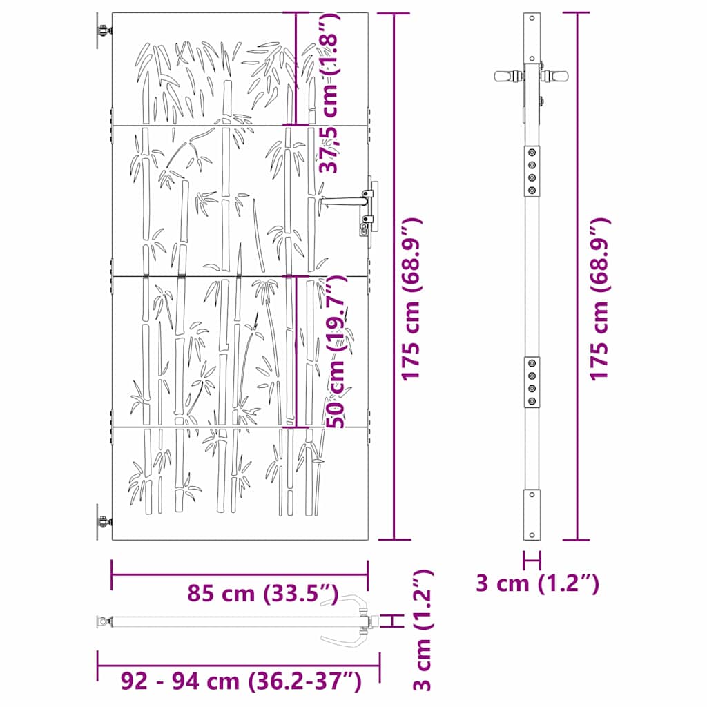 Vrtna vrata 85 x 175 cm Čelik s praškastim premazom Crna