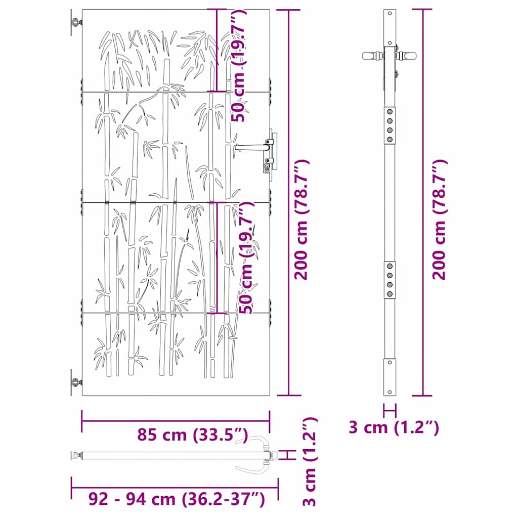 Vrtna vrata Crna 85 x 200 cm Čelik s praškastim premazom
