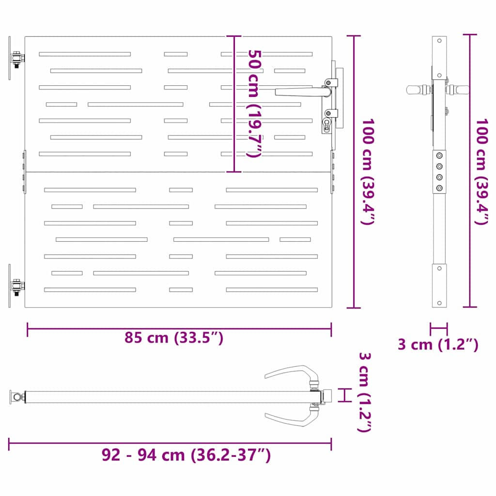 Vrtna vrata Crna 85 x 100 cm Čelik s praškastim premazom