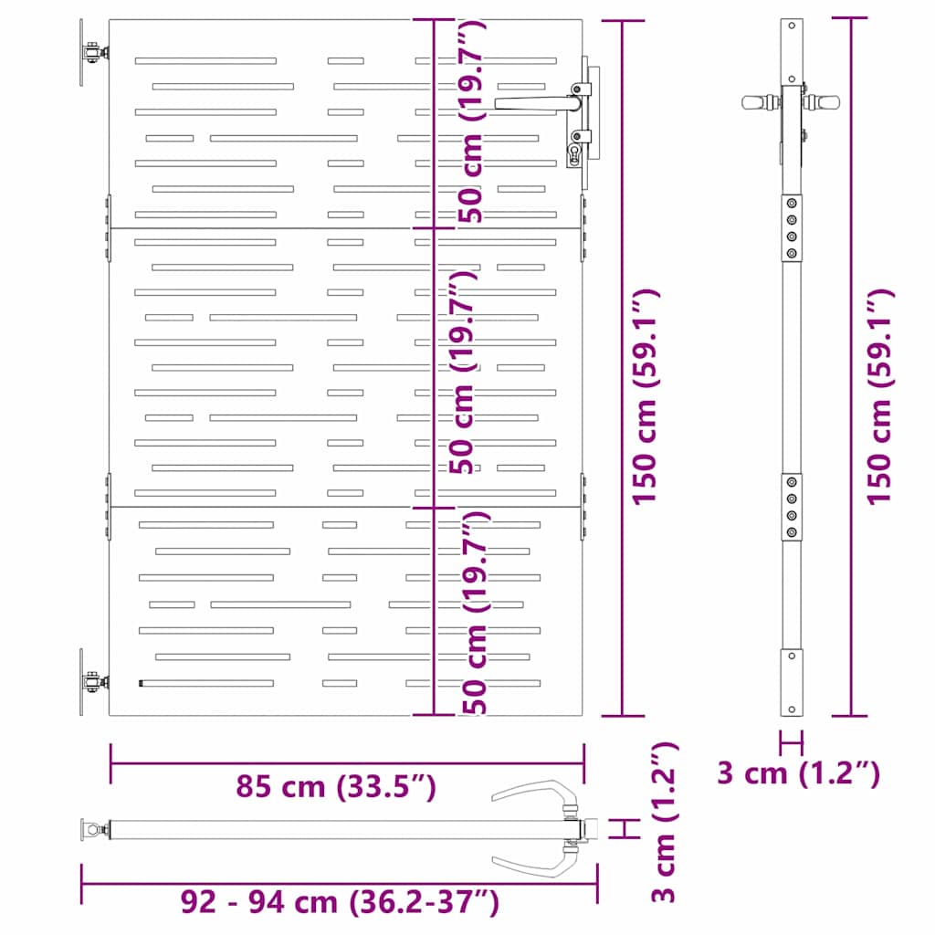 Vrtna vrata Crna 85 x 150 cm Čelik s praškastim premazom