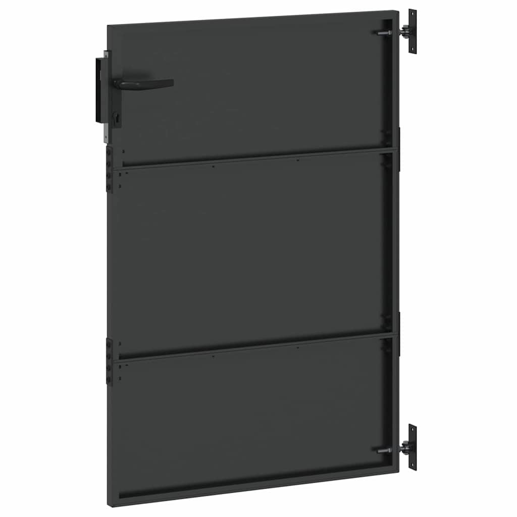 Vrtna vrata 85 x 125 cm Crna Može se zaključati