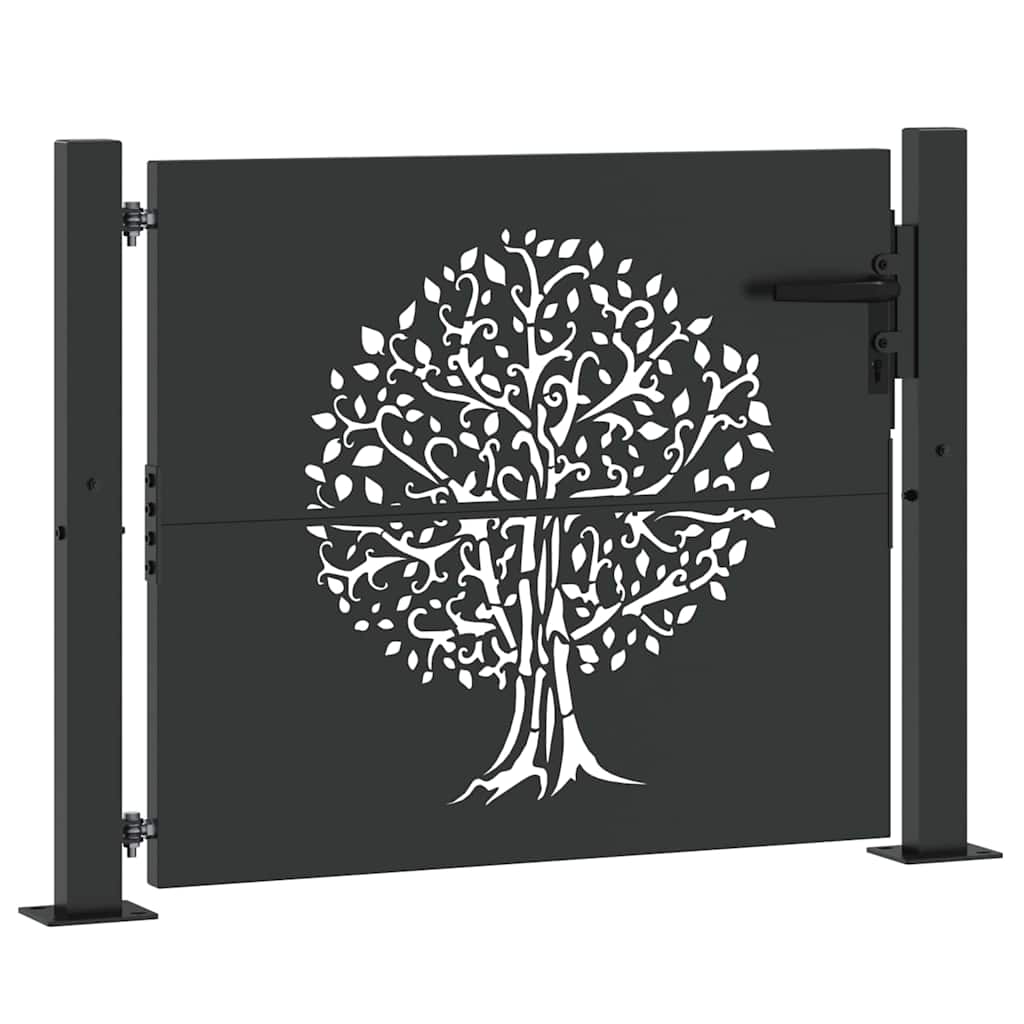 Vrtna vrata Crna 110 x 105 cm Čelik s praškastim premazom