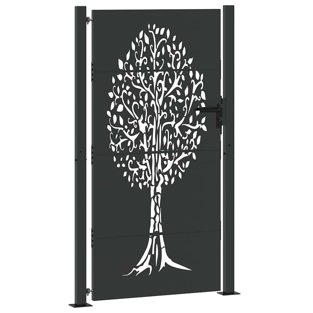 Vrtna vrata Crna 110 x 205 cm Čelik s praškastim premazom