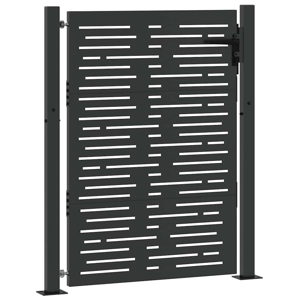 Vrtna vrata Crna 110 x 130 cm Čelik s prahom premazan