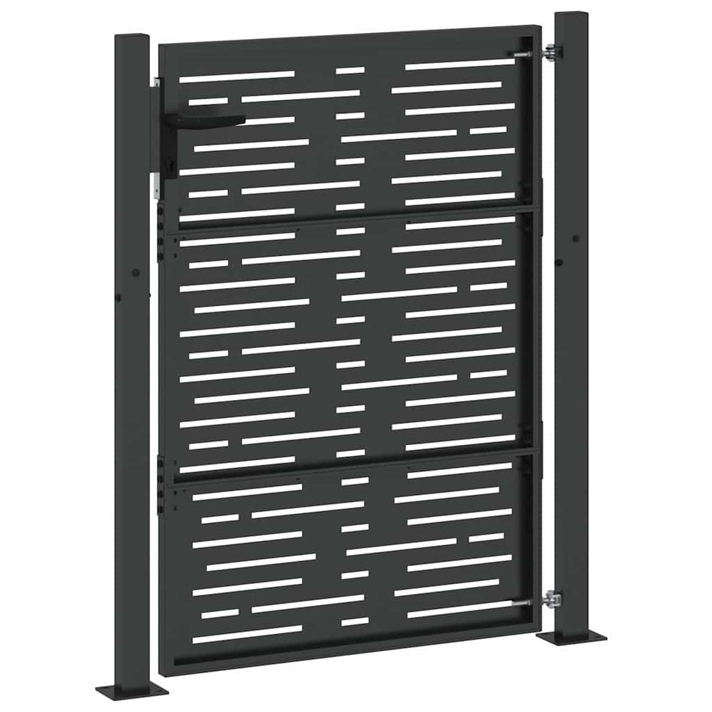 Vrtna vrata Crna 110 x 130 cm Čelik s prahom premazan