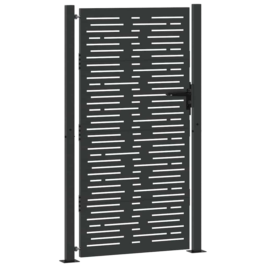 Vrtna vrata Crna 110 x 205 cm Čelik s prahom premazan