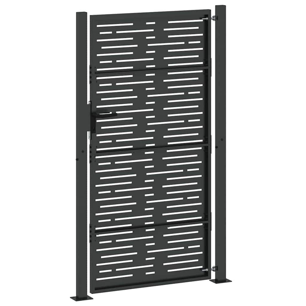 Vrtna vrata Crna 110 x 205 cm Čelik s prahom premazan