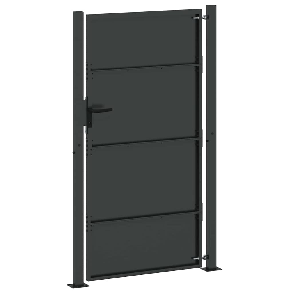 Vrtna vrata Crna 110 x 180 cm Čelik s prahom premazan