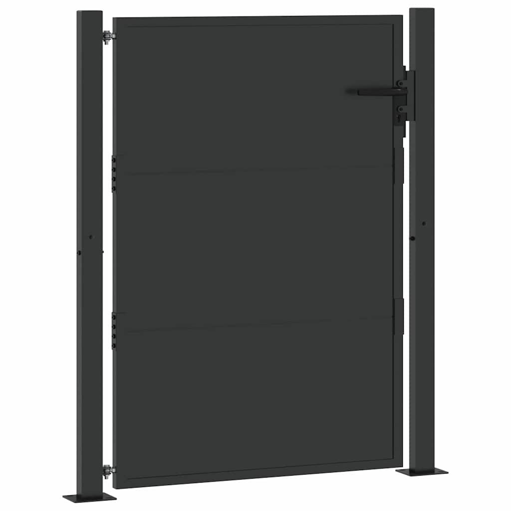 Vrtna vrata Crna 110 x 130 cm Čelik s prahom premazan