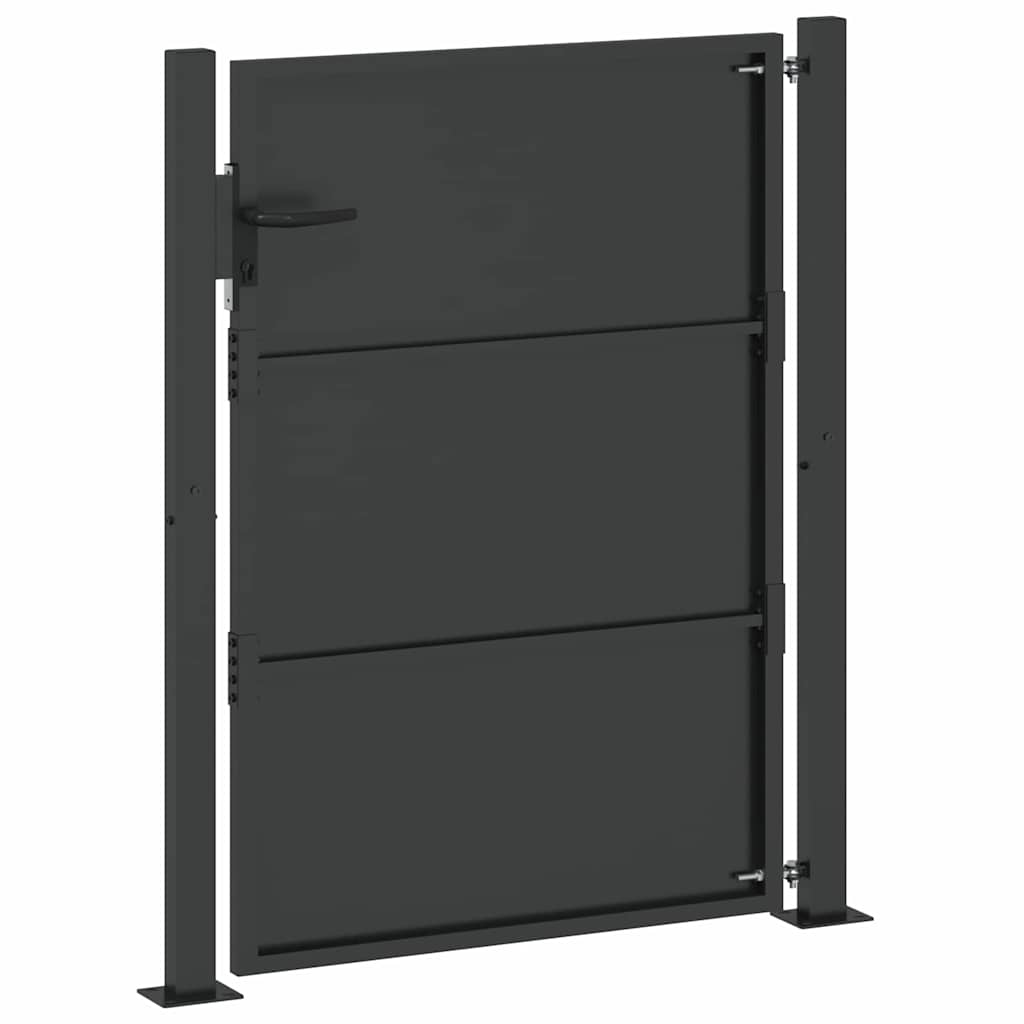 Vrtna vrata Crna 110 x 130 cm Čelik s prahom premazan