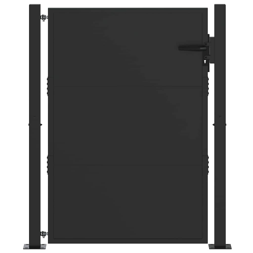 Vrtna vrata Crna 110 x 130 cm Čelik s prahom premazan