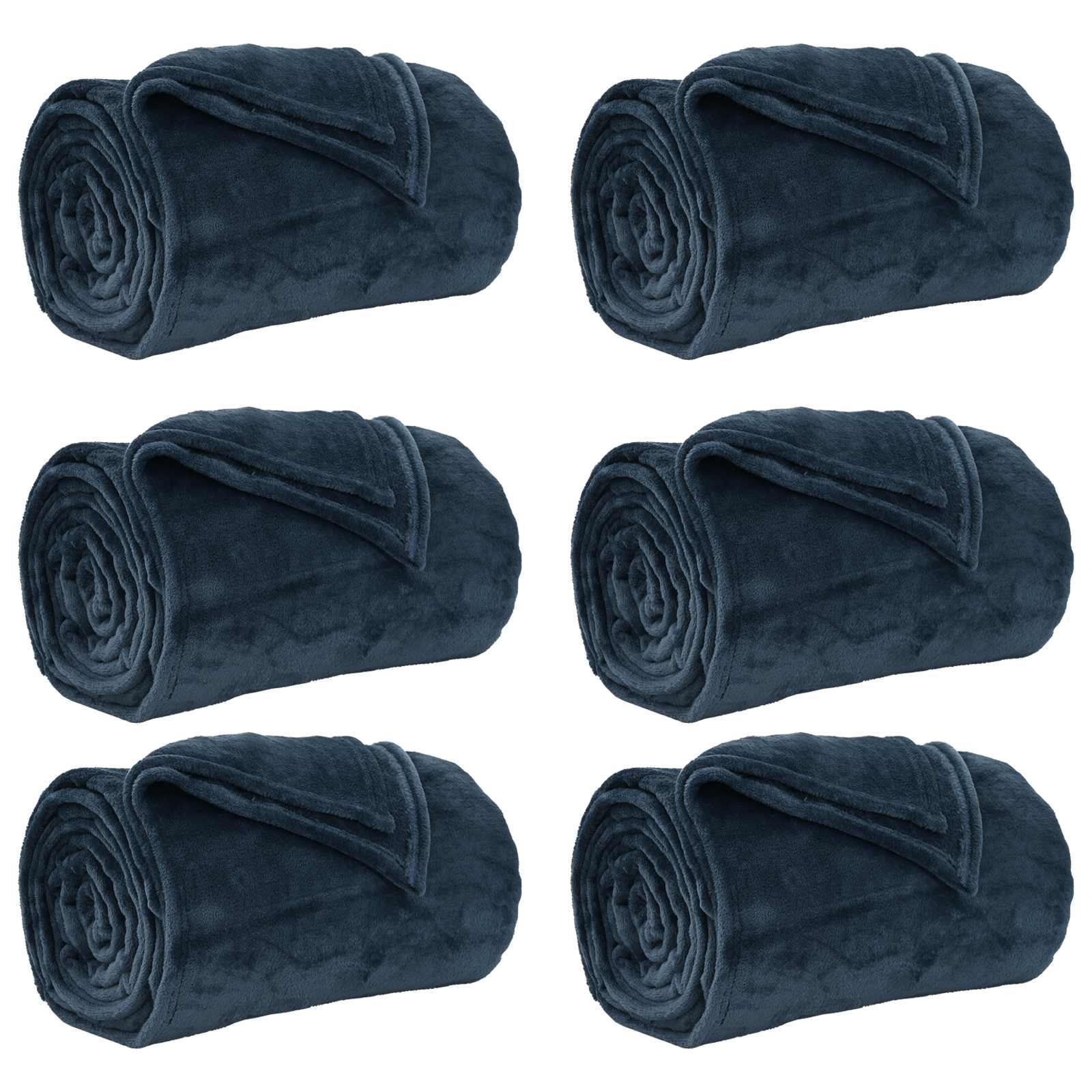 Pokrivači za bacanje 6 pcs Mornarsko plava 130 x 150 cm Runo