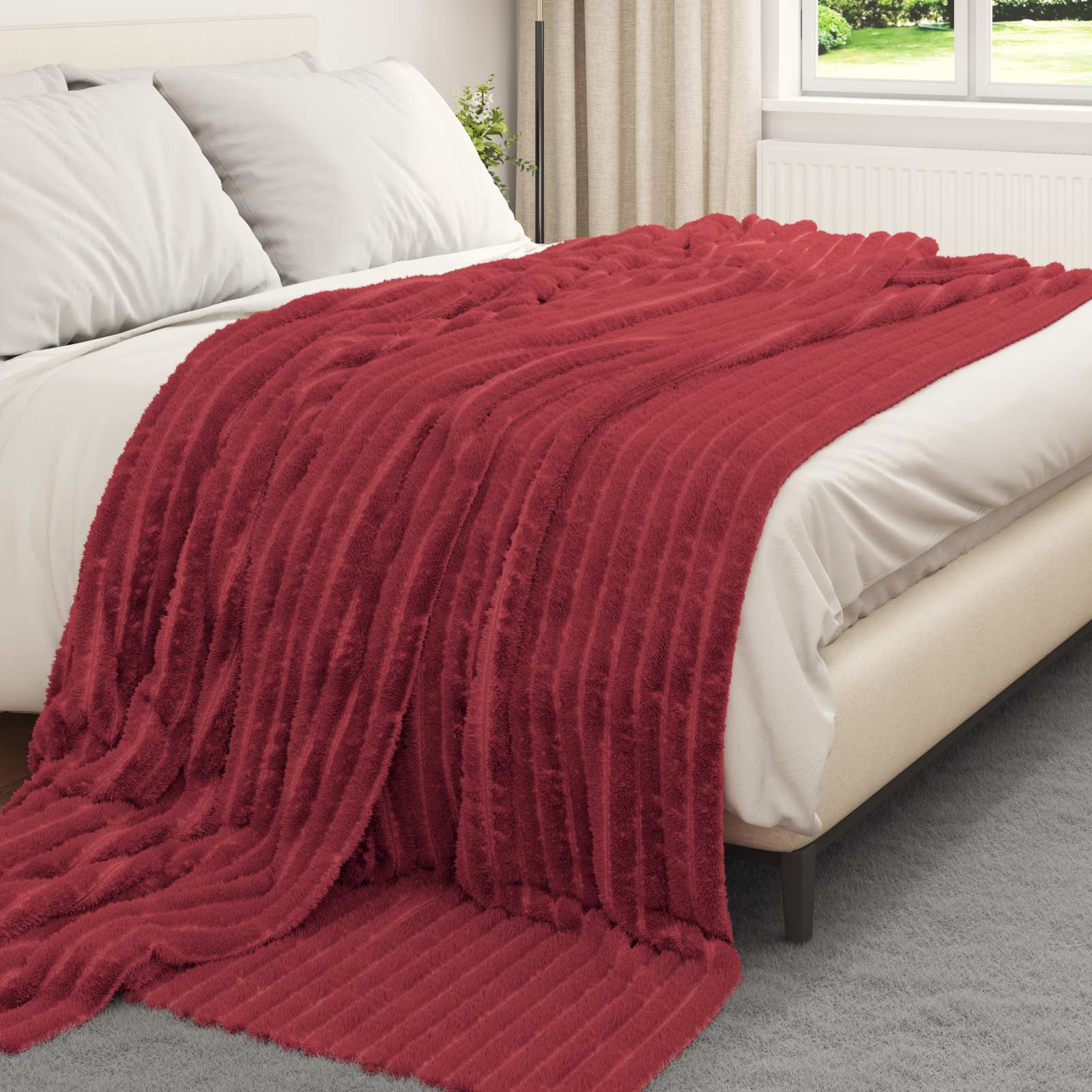 Pokrivač Bordeaux Crvena 240 x 220 cm Runo