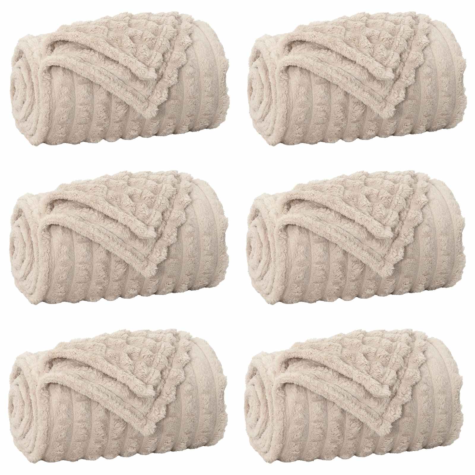 Pokrivači za bacanje 6 pcs Bež 150 x 130 cm Runo