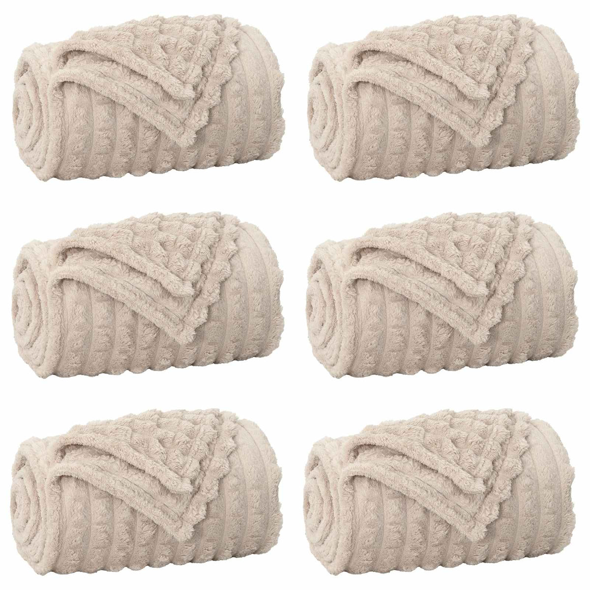 Pokrivači za bacanje 6 pcs Bež 150 x 130 cm Runo