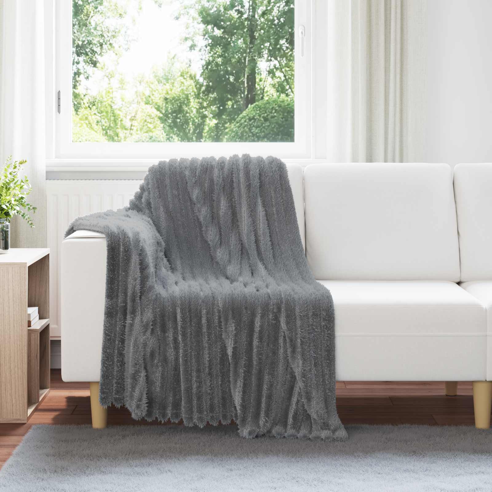 Pokrivači za bacanje 6 pcs Tamno siva 150 x 130 cm Runo