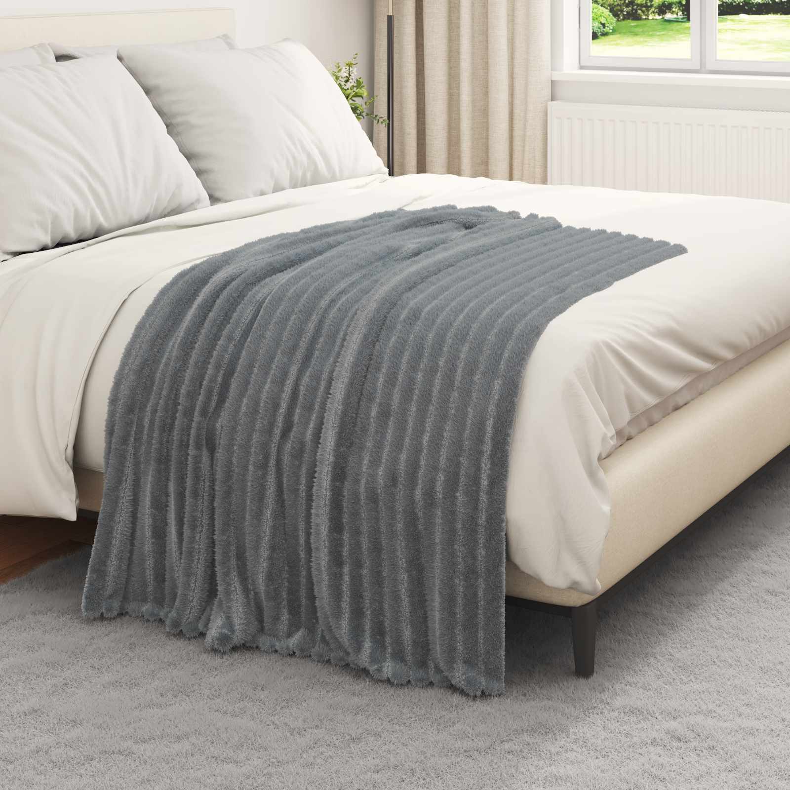 Pokrivači za bacanje 6 pcs Tamno siva 150 x 130 cm Runo