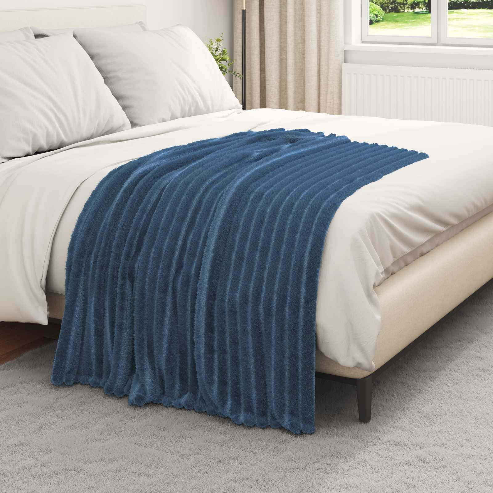Pokrivači za bacanje 6 pcs Mornarsko plava 150 x 130 cm Runo