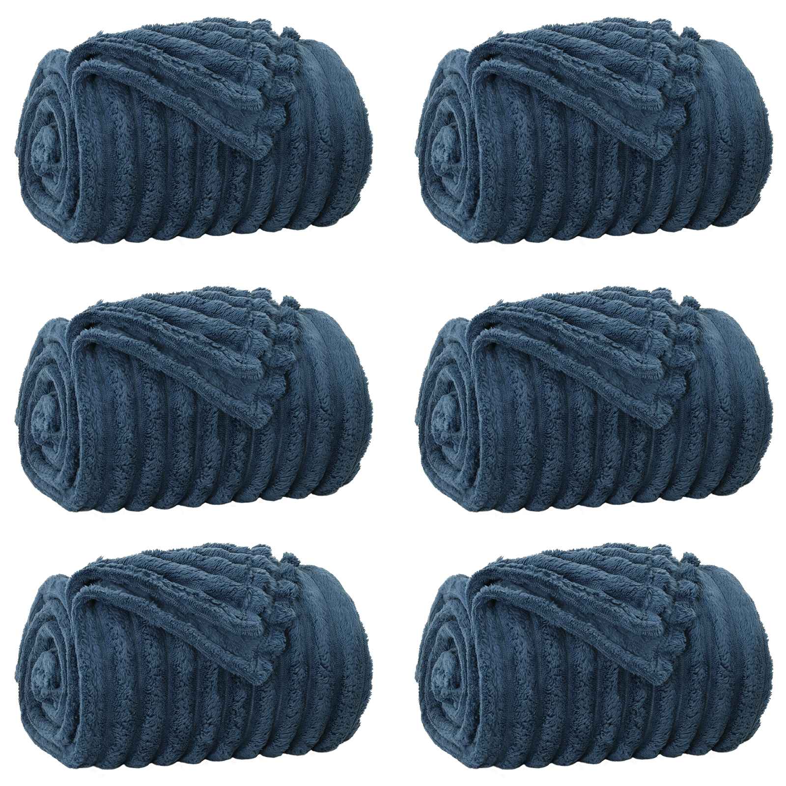 Pokrivači za bacanje 6 pcs Mornarsko plava 150 x 130 cm Runo