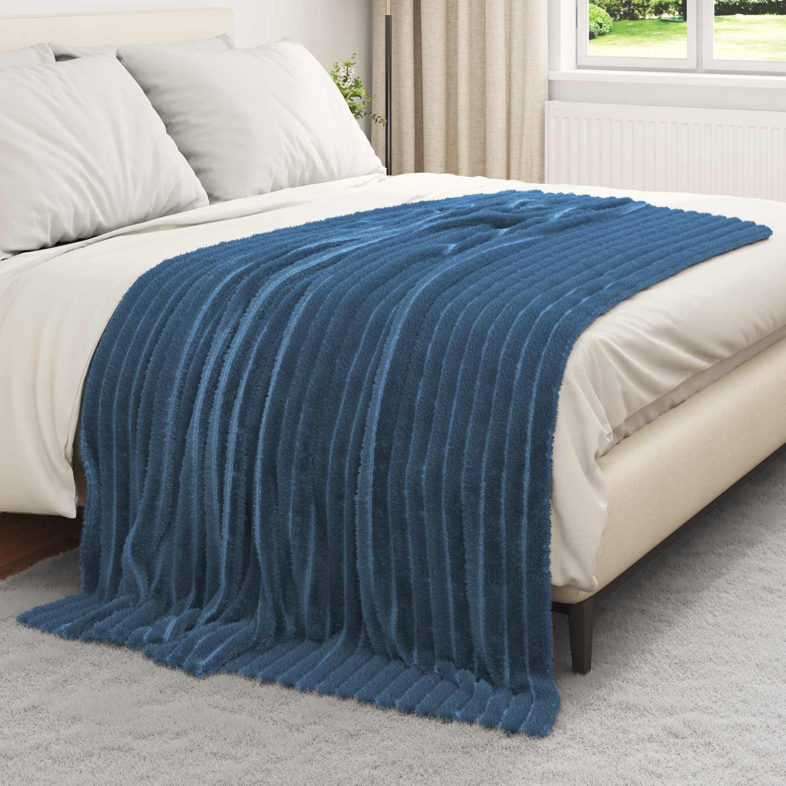 Pokrivači za bacanje 6 pcs Mornarsko plava 200 x 150 cm Runo