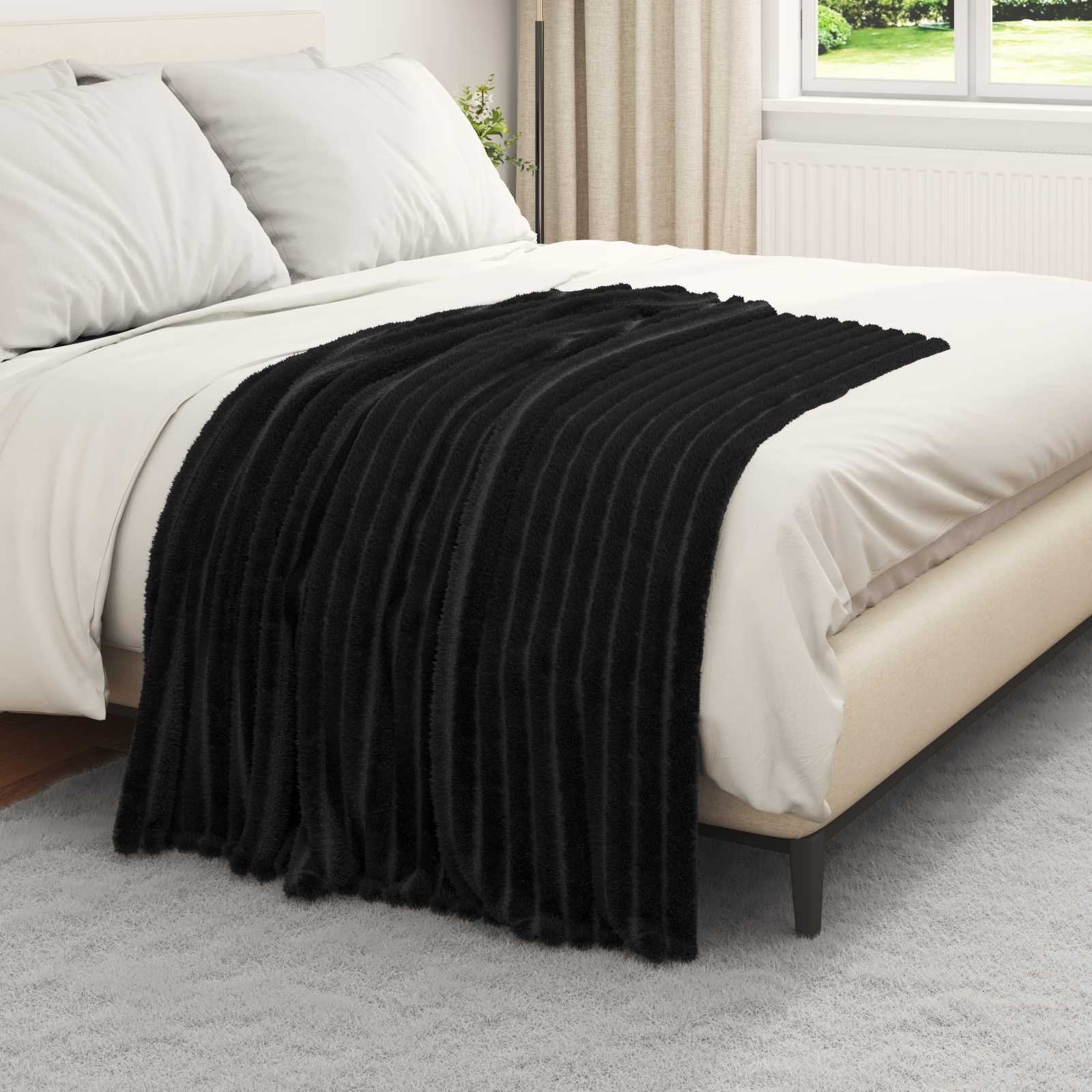 Pokrivači za bacanje 6 pcs Crna 150 x 130 cm Runo
