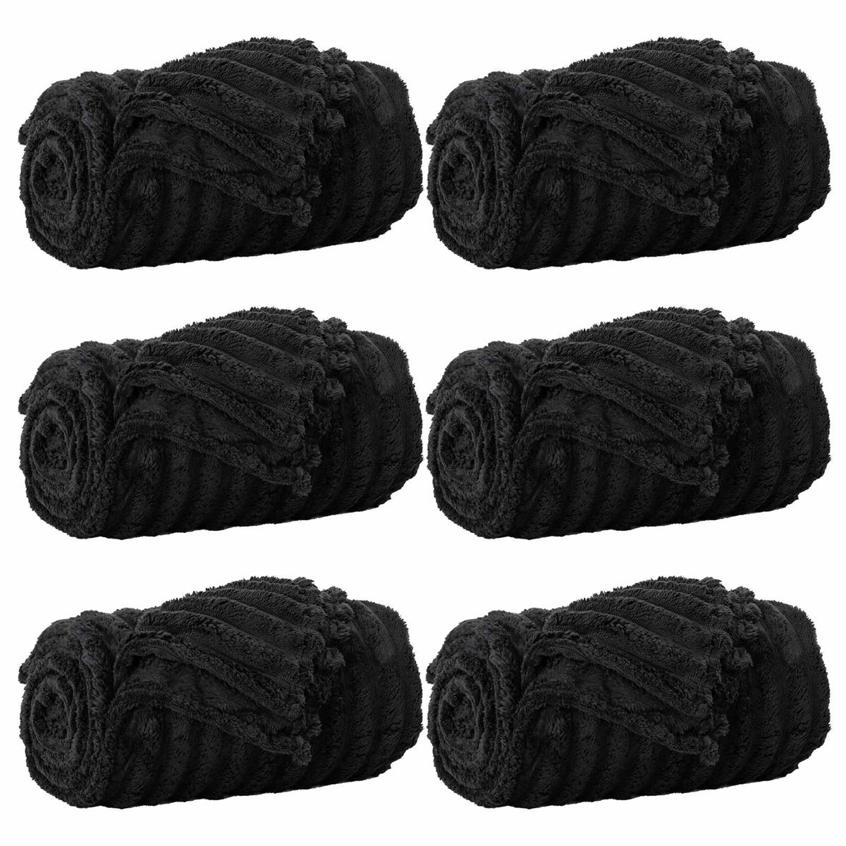 Pokrivači za bacanje 6 pcs Crna 150 x 130 cm Runo