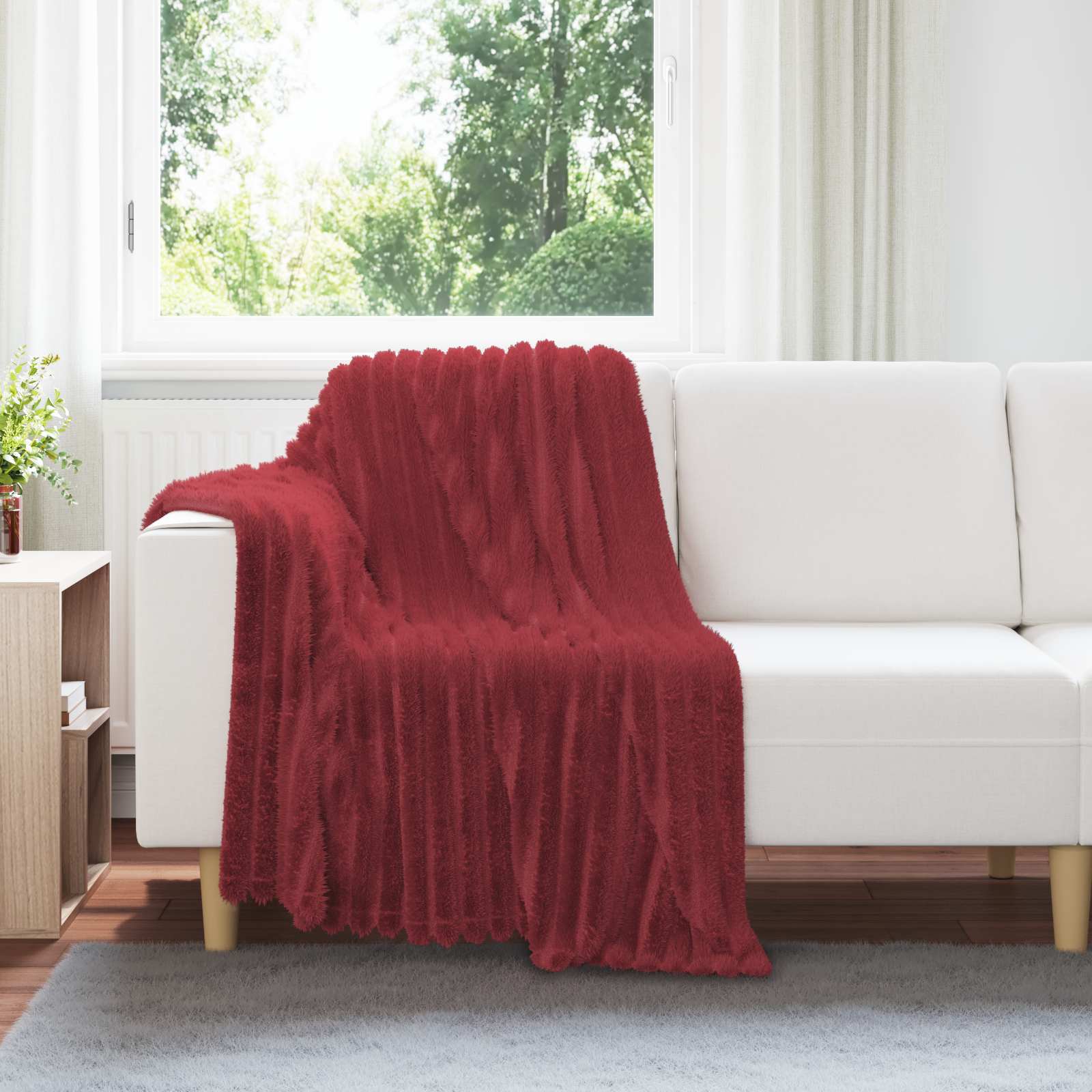 Pokrivači za bacanje 6 pcs Bordeaux Crvena 150 x 130 cm Runo