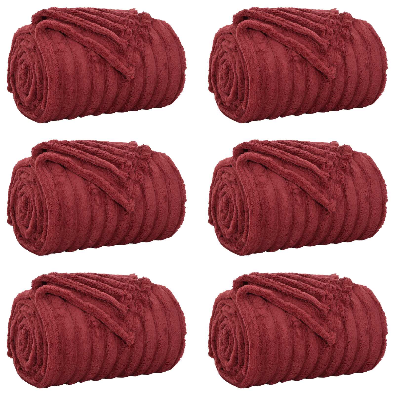 Pokrivači za bacanje 6 pcs Bordeaux Crvena 150 x 130 cm Runo