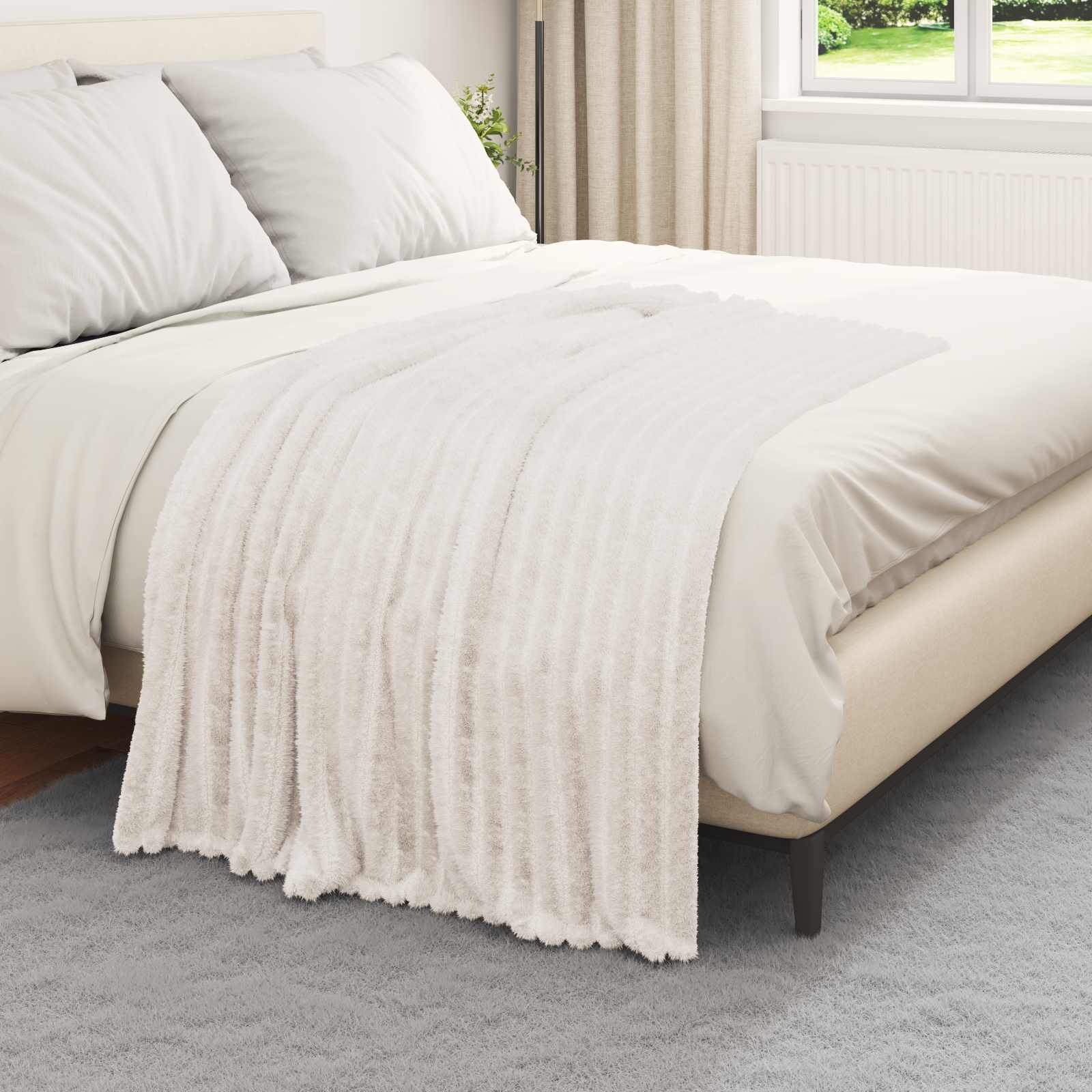 Pokrivači za bacanje 6 pcs Krema 150 x 130 cm Runo