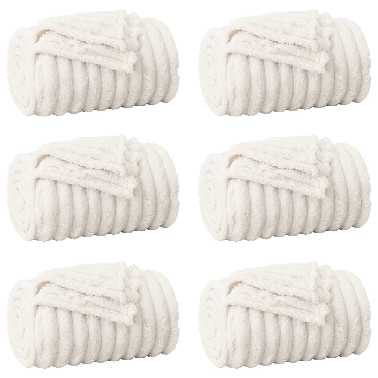 Pokrivači za bacanje 6 pcs Krema 150 x 130 cm Runo