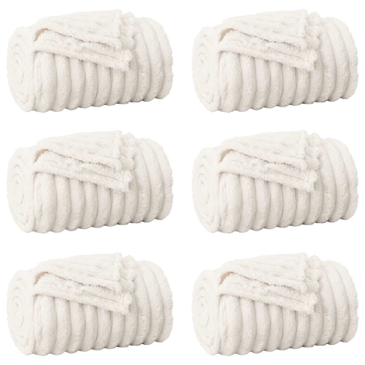 Pokrivači za bacanje 6 pcs Krema 200 x 150 cm Runo