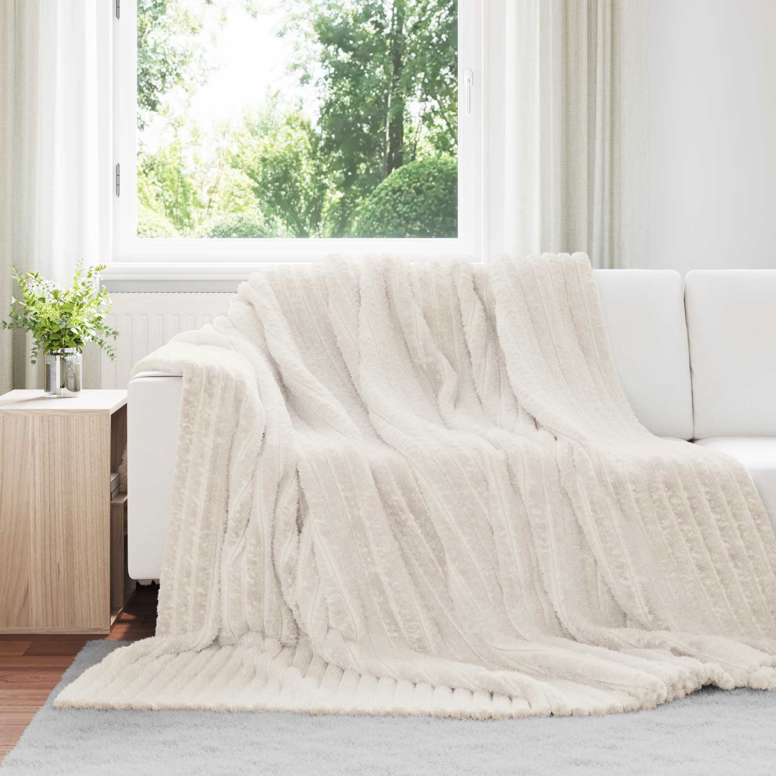 Pokrivači za bacanje 6 pcs Krema 270 x 240 cm Runo