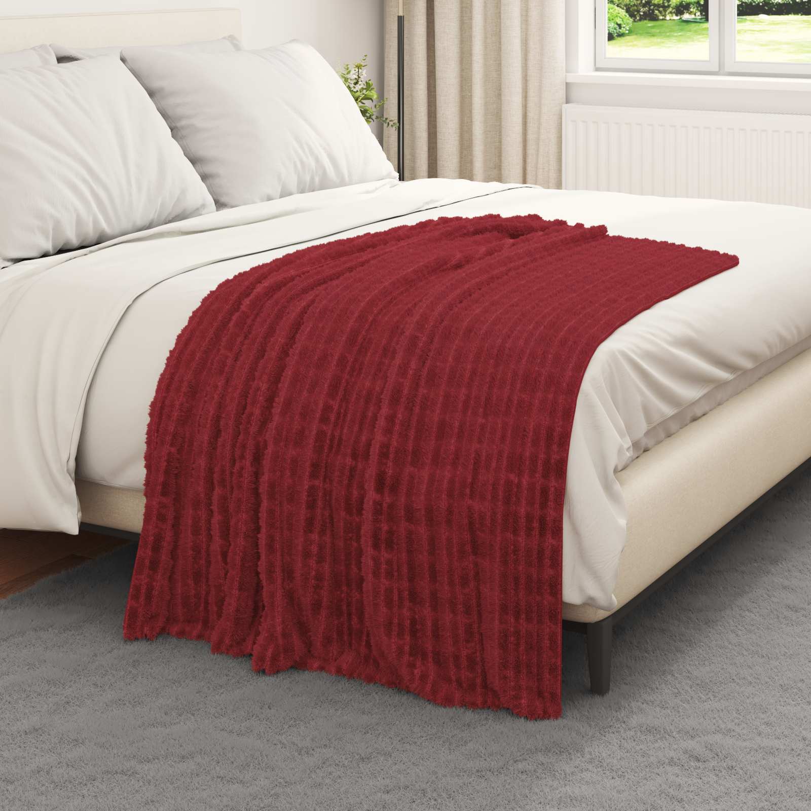 Pokrivač Bordeaux Crvena 150 x 130 cm Runo