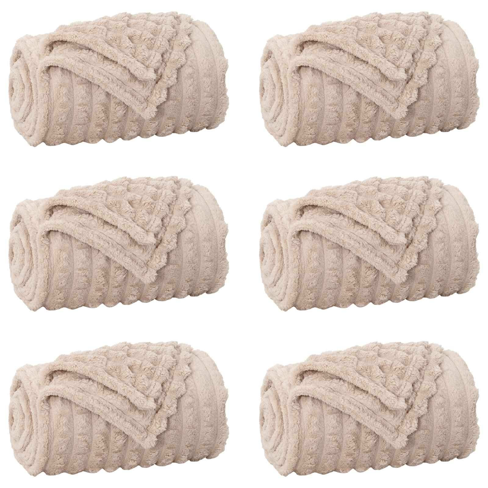 Pokrivači za bacanje 6 pcs Bež 150 x 130 cm Runo