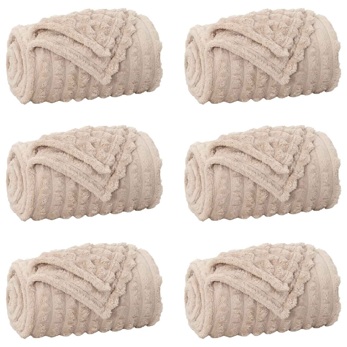 Pokrivači za bacanje 6 pcs Bež 200 x 150 cm Runo