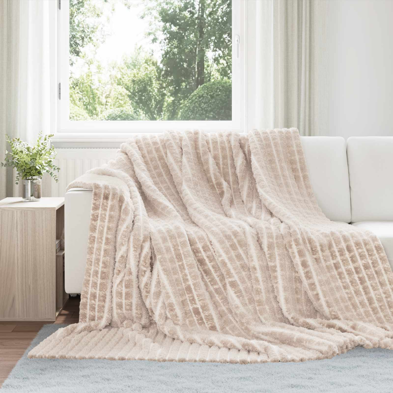 Pokrivači za bacanje 6 pcs Bež 270 x 240 cm Runo