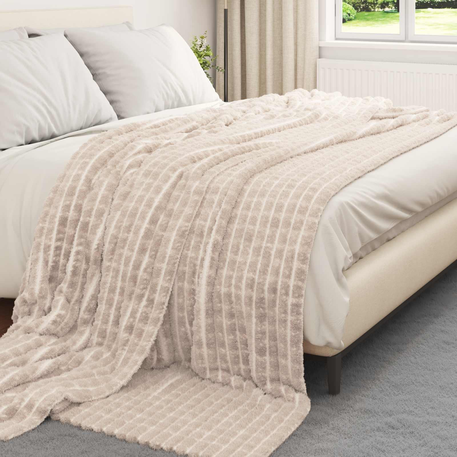 Pokrivači za bacanje 6 pcs Bež 270 x 240 cm Runo