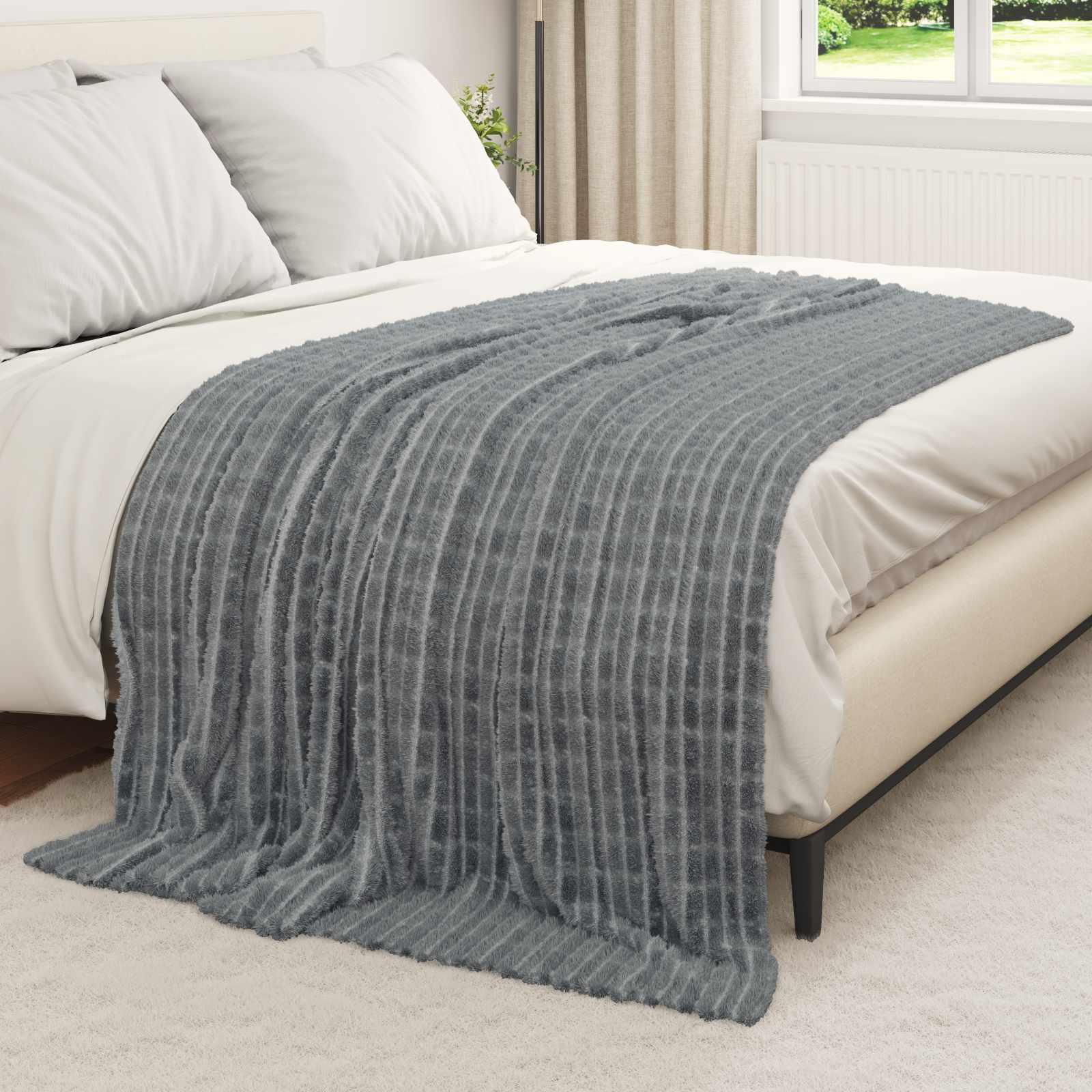 Pokrivači za bacanje 6 pcs Tamno siva 200 x 150 cm Runo