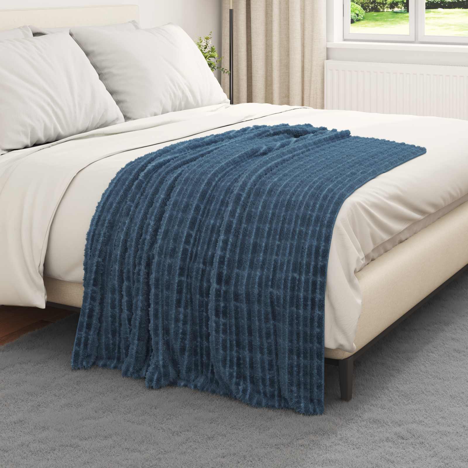 Pokrivači za bacanje 6 pcs Mornarsko plava 150 x 130 cm Runo