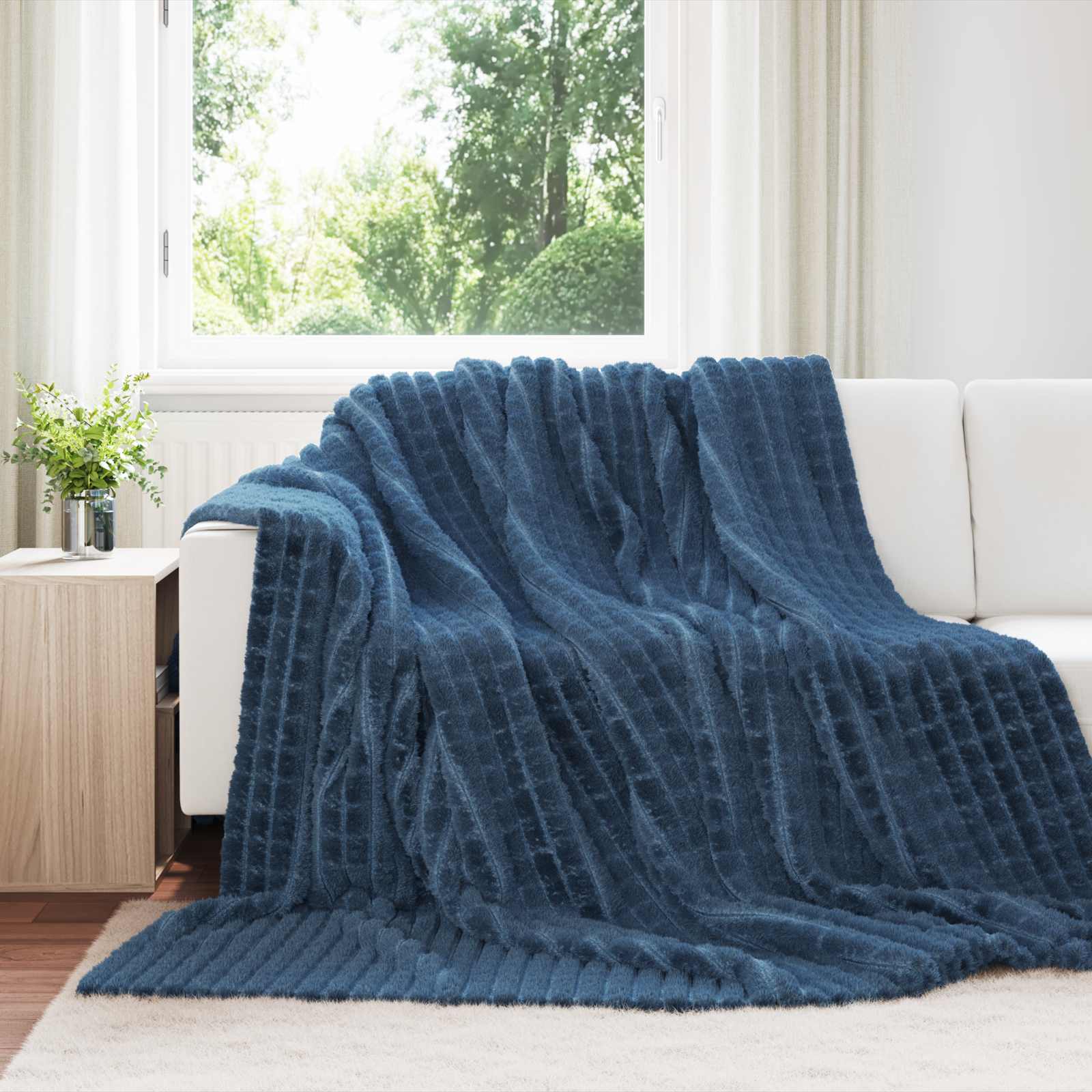 Pokrivači za bacanje 6 pcs Mornarsko plava 270 x 240 cm Runo