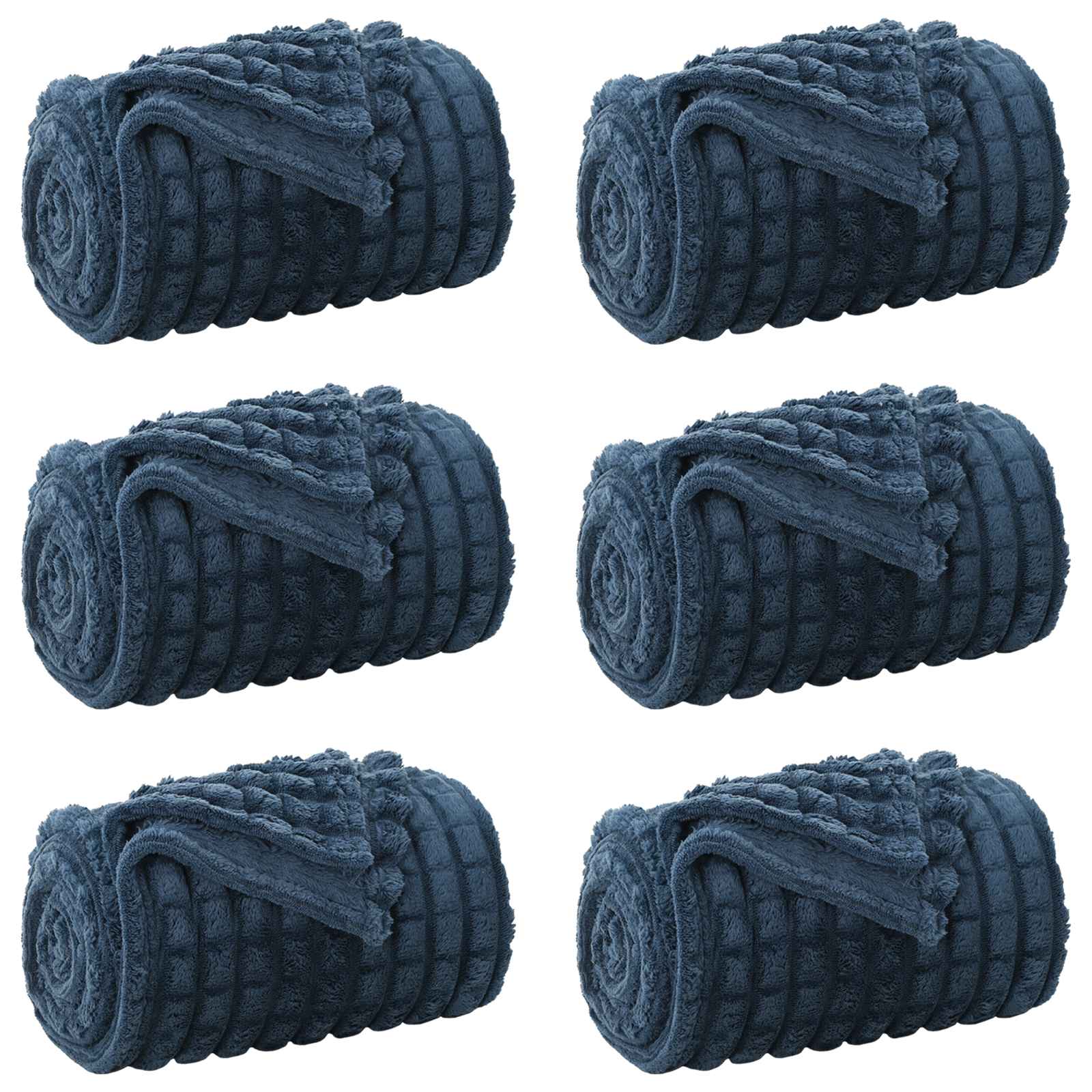 Pokrivači za bacanje 6 pcs Mornarsko plava 270 x 240 cm Runo
