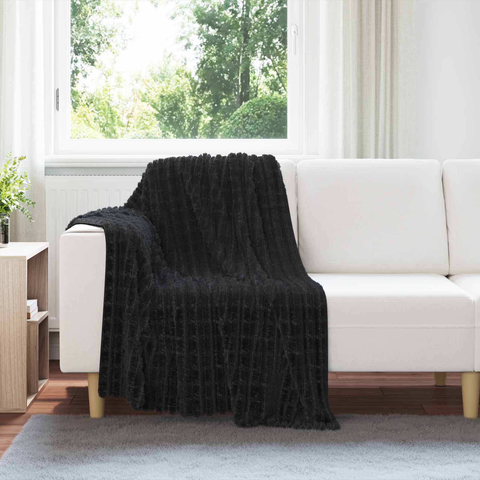 Pokrivači za bacanje 6 pcs Crna 150 x 130 cm Runo