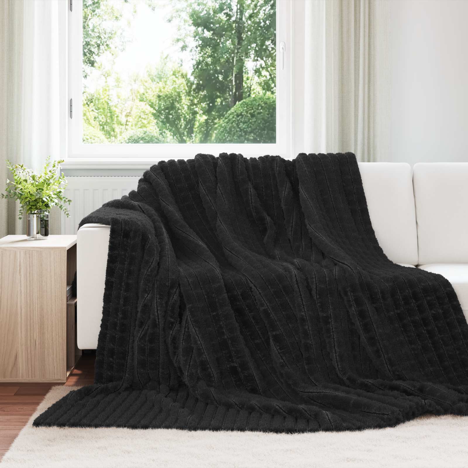 Pokrivači za bacanje 6 pcs Crna 270 x 240 cm Runo