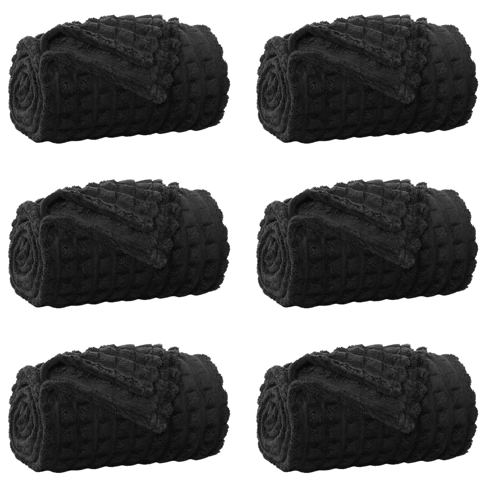 Pokrivači za bacanje 6 pcs Crna 270 x 240 cm Runo