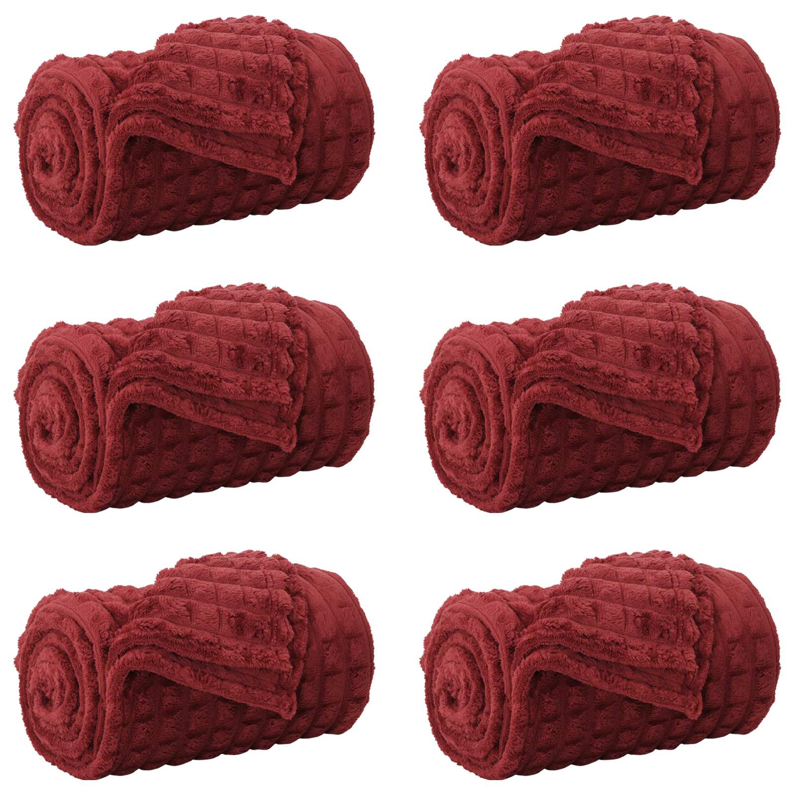Pokrivači za bacanje 6 pcs Bordeaux Crvena 150 x 130 cm Runo