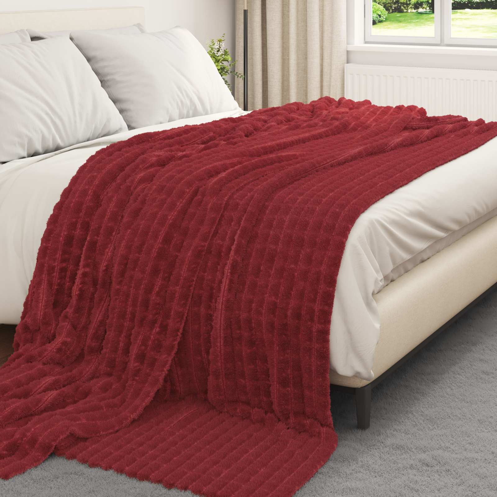 Pokrivači za bacanje 6 pcs Bordeaux Crvena 270 x 240 cm Runo