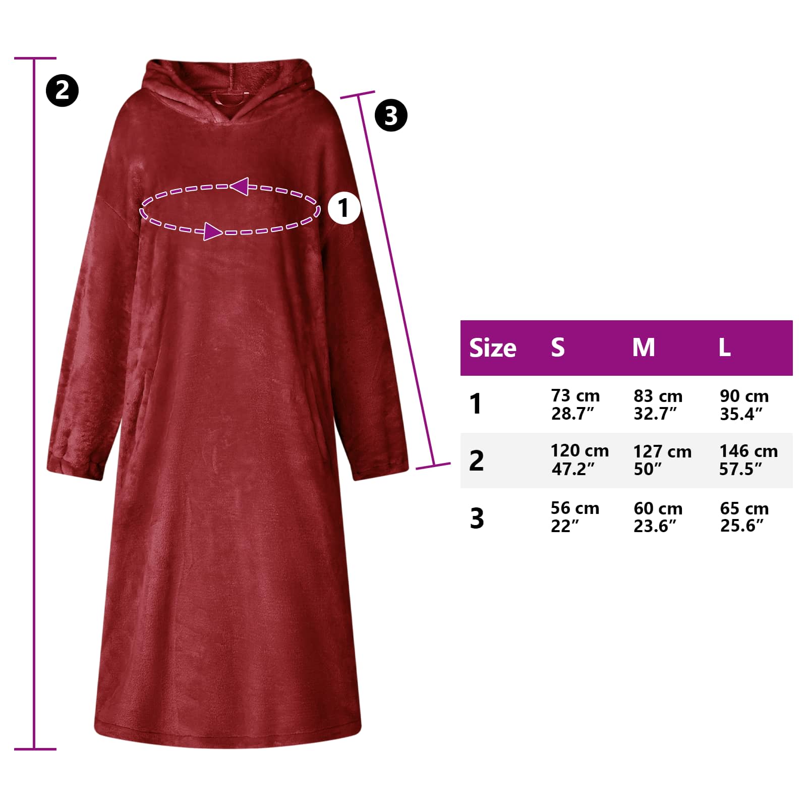 Deka majica s kapuljačom Bordeaux Crvena s Flanel