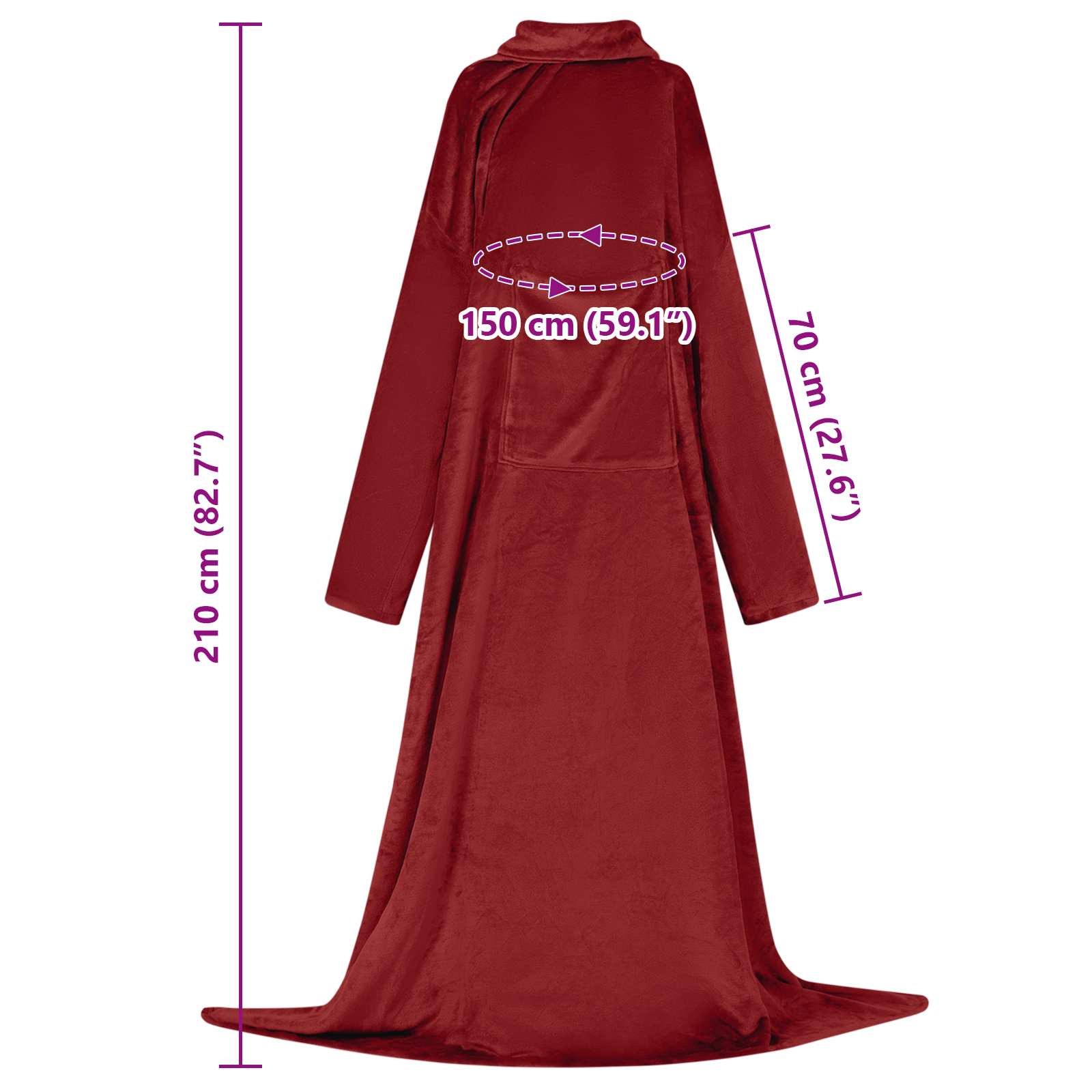 Deka majica s kapuljačom Bordeaux Crvena M Flanel