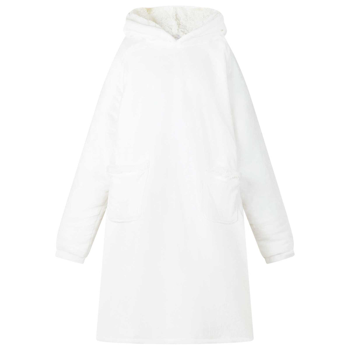 Deka majica s kapuljačom Bijelo L Flis i flanel
